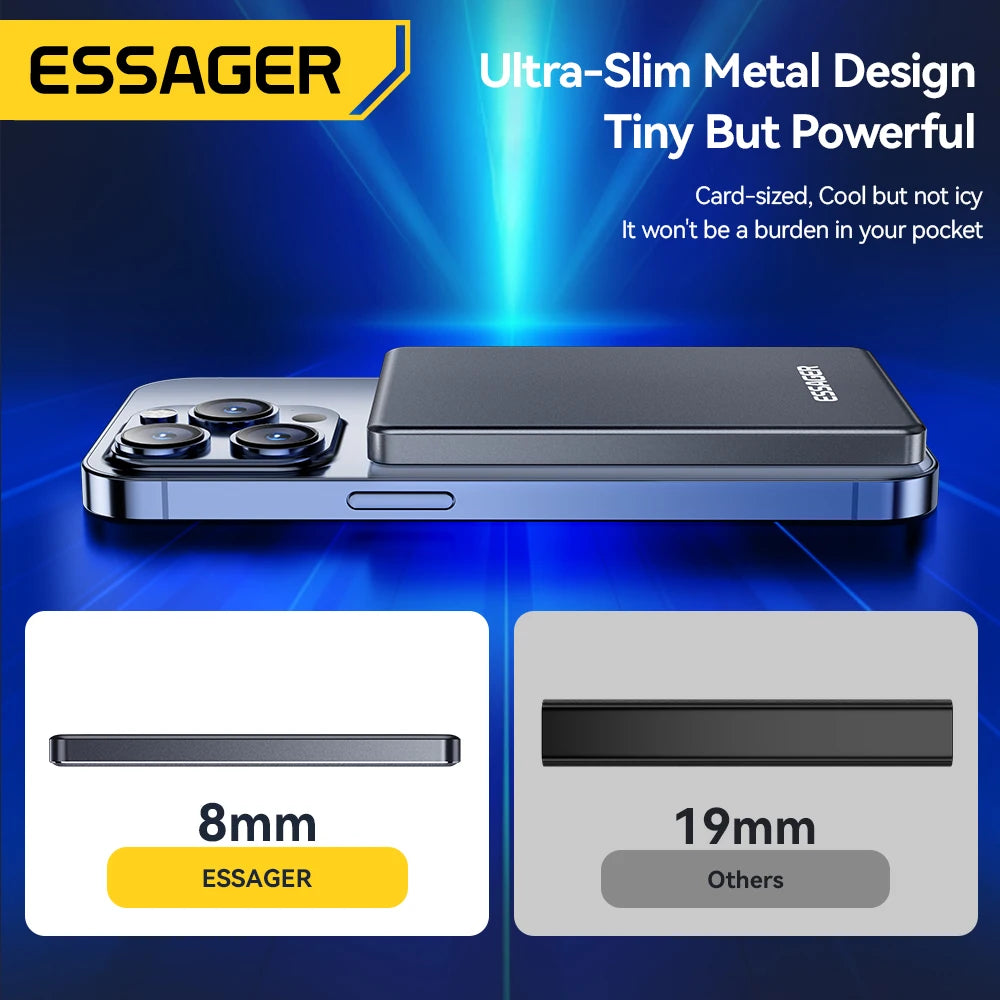 Essager-Batterie externe magnétique sans fil mince, 20W, 5000mAh, charge rapide, portable, Magsafe, iPhone 16, 15, 14, 13