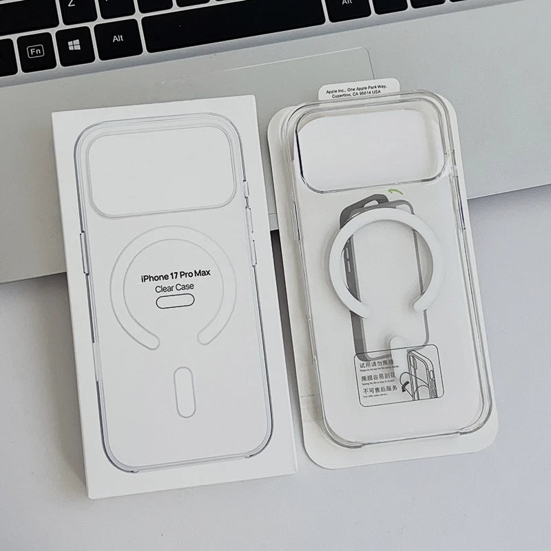 Coque de téléphone magnétique transparente pour iPhone 17, 17 Pro Max, 16 Pro, 15, 14, 13, 12 – Chargement sans fil, protection rigide en PC transparent